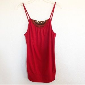 Banana Republic Red Tank Top w Beaded Sequined Top